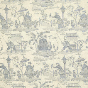 Bassano Embroidered Toile Delft 66600 by Schumacher Designer Fabric
