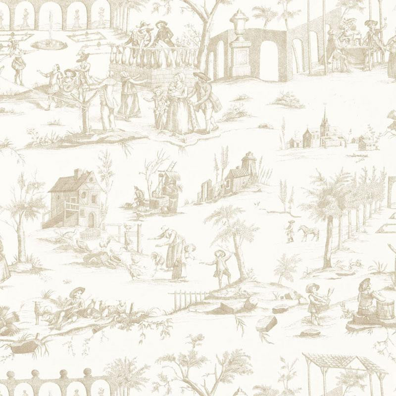 Siena Toile Greige 175172 by Schumacher Designer Fabric Palazzo 26.25" - Swanky Fabrics -