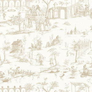 Siena Toile Greige 175172 by Schumacher Designer Fabric