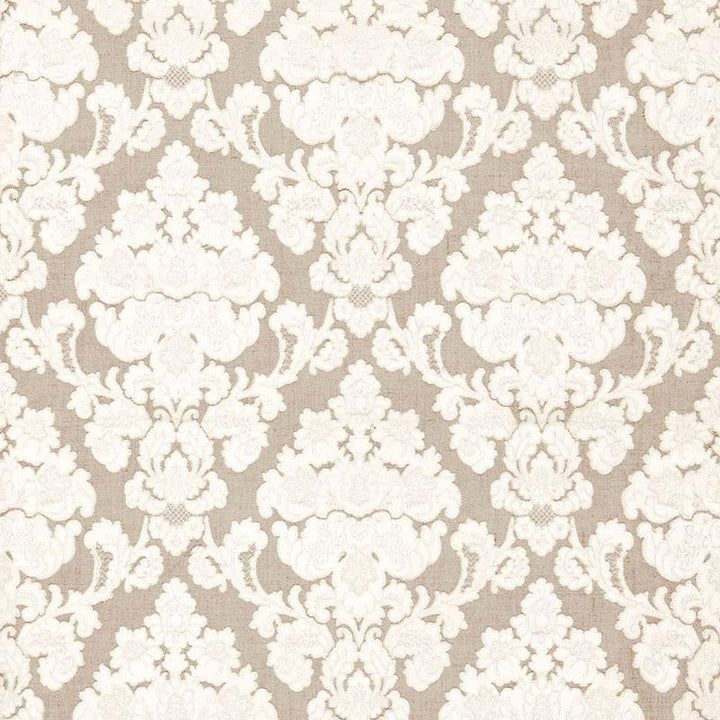 Montalcino Appliqu Damask Linen 66590 by Schumacher Designer Fabric Palazzo 6.38" - Swanky Fabrics -