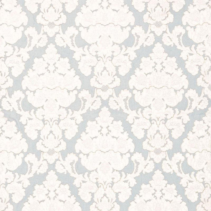 Montalcino Appliqu Damask Robin'S Egg 66591 by Schumacher Designer Fabric Palazzo 6.38" - Swanky Fabrics -