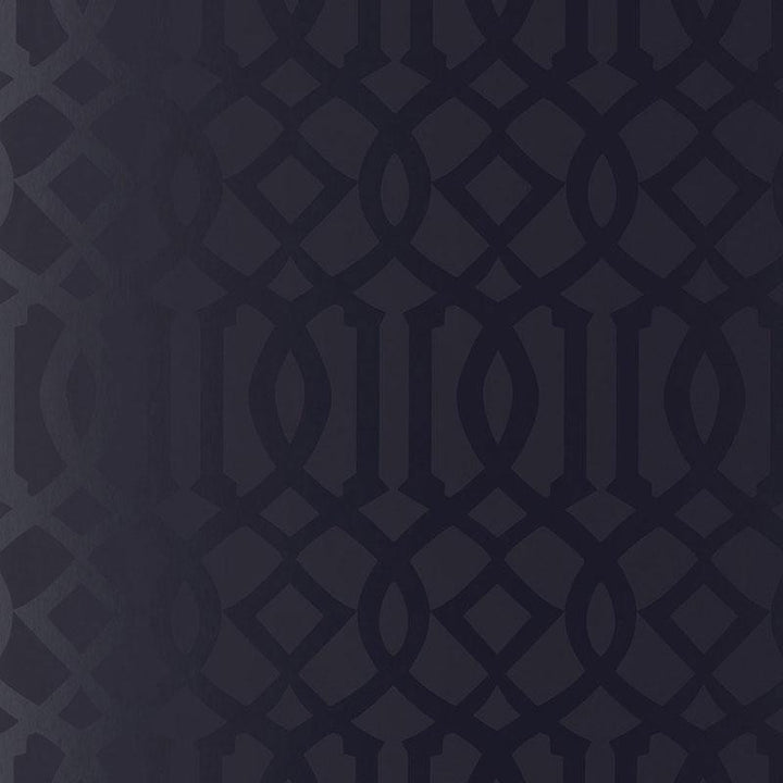 Imperial Trellis Onyx Gloss 2707215 by Schumacher Designer Wallpaper Print Happy 6.75" - Swanky Fabrics -