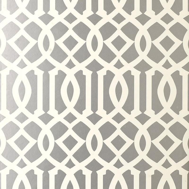 Imperial Trellis Silver 5003362 by Schumacher Designer Wallpaper Print Happy 6.75" - Swanky Fabrics -