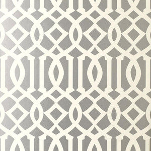 Imperial Trellis Silver 5003362 by Schumacher Designer Wallpaper