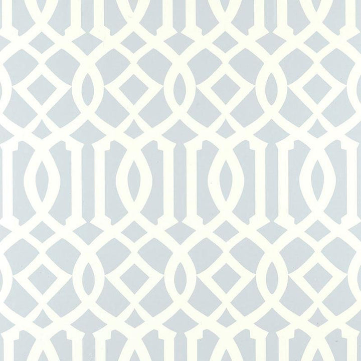 Imperial Trellis Soft Aqua 5003363 by Schumacher Designer Wallpaper Print Happy 6.75" - Swanky Fabrics -