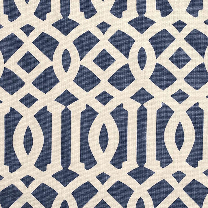 Imperial Trellis Ii Ivory / Navy 174411 by Schumacher Designer Fabric Print Happy 6.0" - Swanky Fabrics -