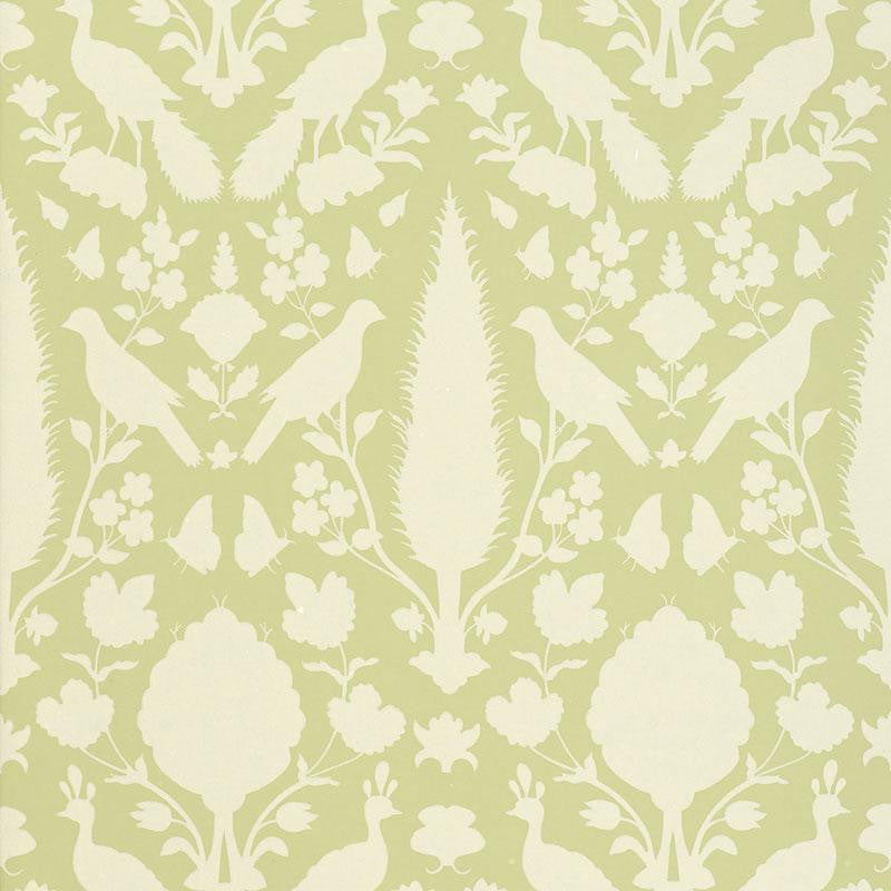 Chenonceau Sage 5004120 by Schumacher Designer Wallpaper Exuberant Prints 13.5" - Swanky Fabrics -
