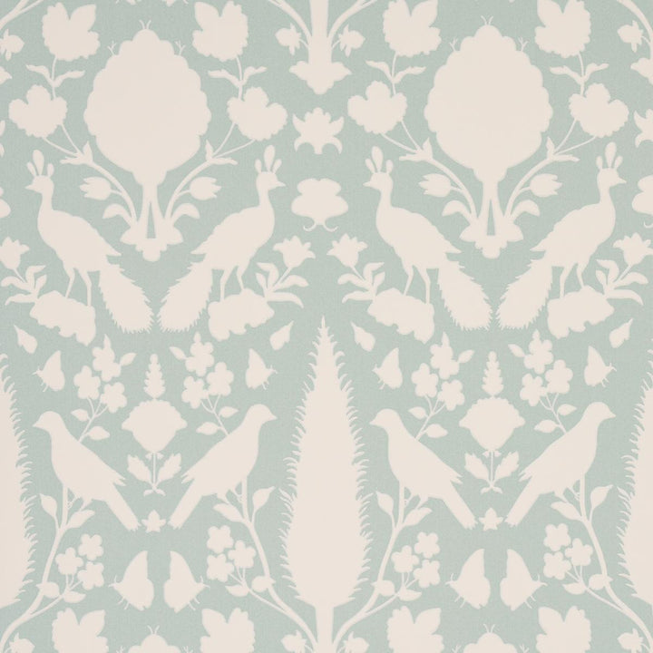 Chenonceau Aquamarine 5004122 by Schumacher Designer Wallpaper Exuberant Prints 13.5" - Swanky Fabrics -