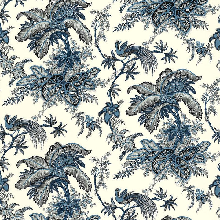 Coconut Grove Lapis 5004050 by Schumacher Designer Wallpaper Classic Prints 13.5" - Swanky Fabrics -
