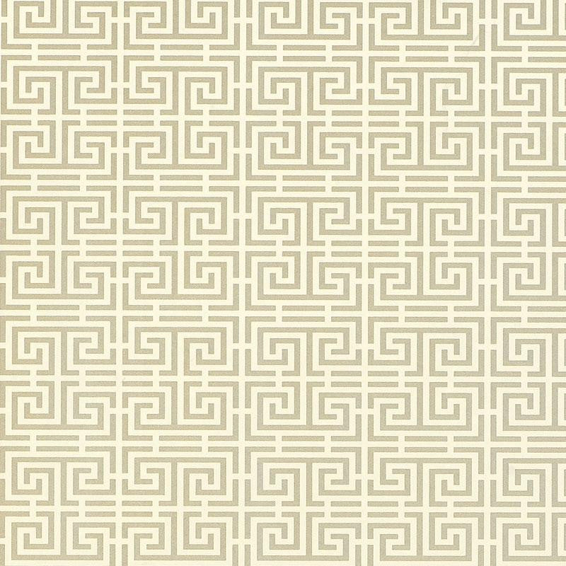 Chinois Fret Pewter 5004162 by Schumacher Designer Wallpaper Essential 6.12" - Swanky Fabrics -