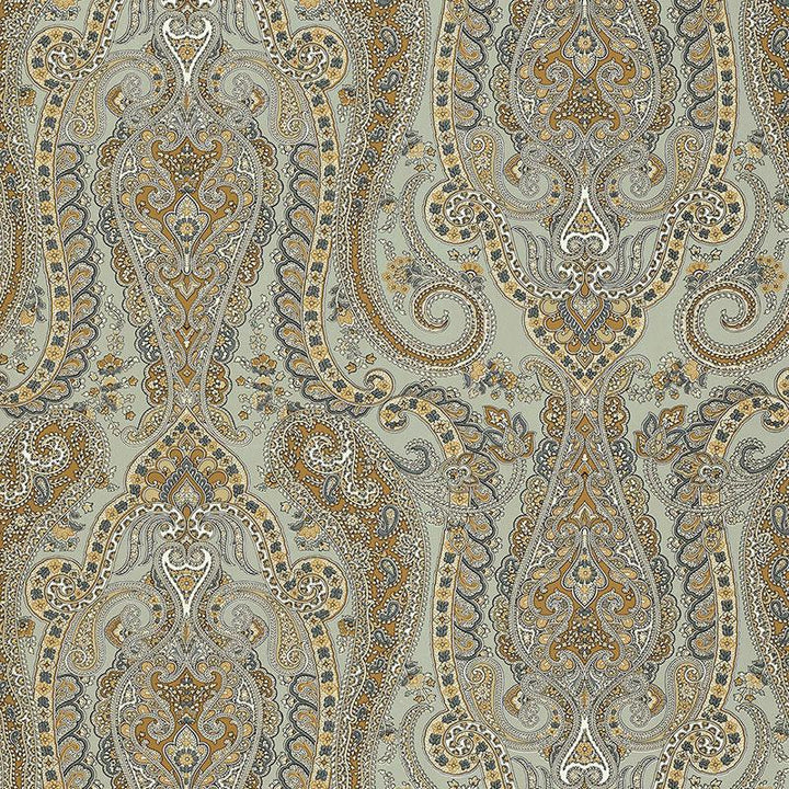 Isabella Paisley Mineral 5004180 by Schumacher Designer Wallpaper Perennial Favorites 27.0" - Swanky Fabrics -
