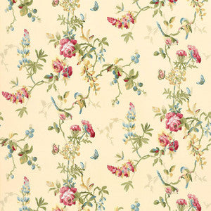 Chickadee Floral Vanilla 5004361 by Schumacher Designer Wallpaper