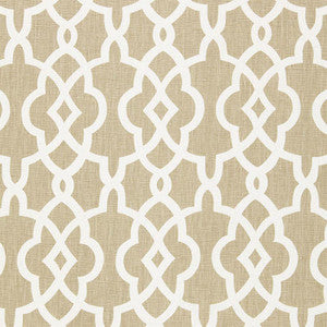 Summer Palace Fret Sand 174590 by Schumacher Designer Fabric