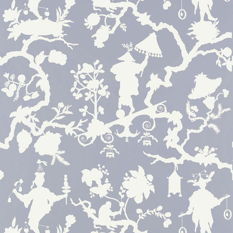 Shantung Silhouette Print Wisteria 5005152 by Schumacher Designer Wallpaper Exuberant Prints 27.0" - Swanky Fabrics -