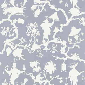 Shantung Silhouette Print Wisteria 5005152 by Schumacher Designer Wallpaper