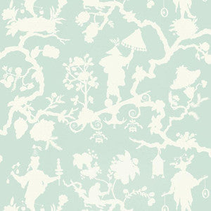 Shantung Silhouette Print Mineral 5005153 by Schumacher Designer Wallpaper