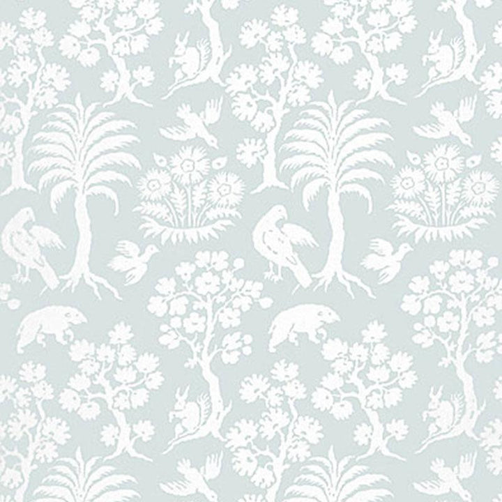 Palm Damask Sky 5004353 by Schumacher Designer Wallpaper Greenhouse 13.5" - Swanky Fabrics -