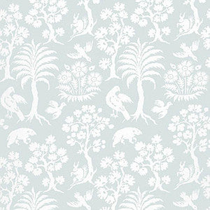 Palm Damask Sky 5004353 by Schumacher Designer Wallpaper