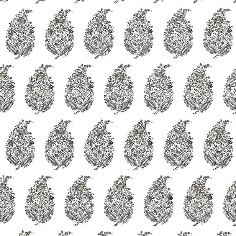 Rajasthan Paisley Silver 5004474 by Schumacher Designer Wallpaper Greenhouse 4.5" - Swanky Fabrics -