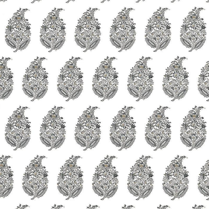 Rajasthan Paisley Silver 5004474 by Schumacher Designer Wallpaper Greenhouse 4.5" - Swanky Fabrics -