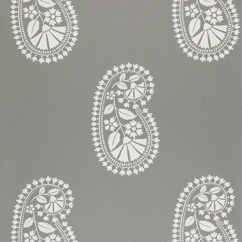 Indore Paisley Charcoal 5005062 by Schumacher Designer Wallpaper Modern Nature 9.0" - Swanky Fabrics -