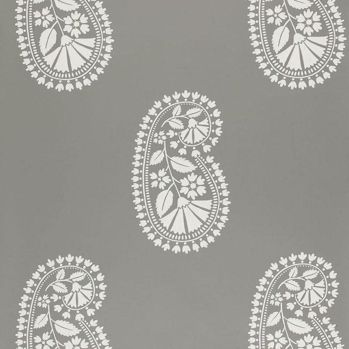 Indore Paisley Charcoal 5005062 by Schumacher Designer Wallpaper Modern Nature 9.0" - Swanky Fabrics -