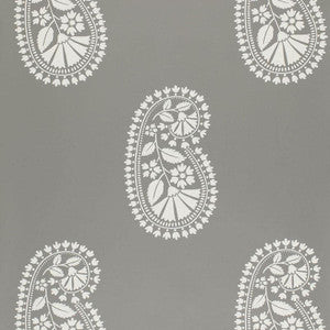 Indore Paisley Charcoal 5005062 by Schumacher Designer Wallpaper