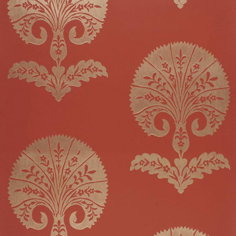 Ottoman Flower Paprika 5005083 by Schumacher Designer Wallpaper Modern Nature 27.0" - Swanky Fabrics -