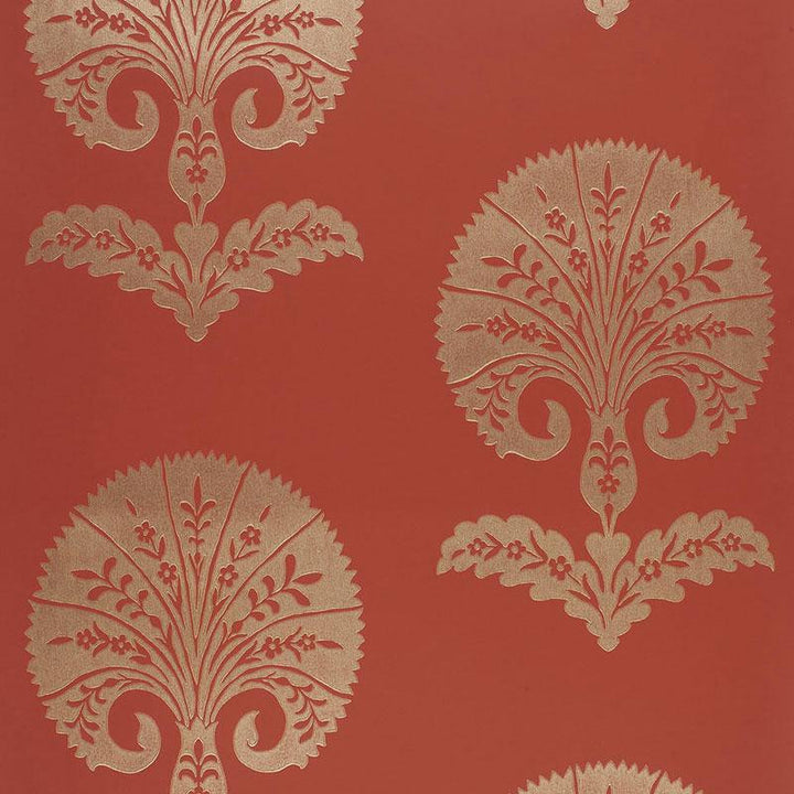 Ottoman Flower Paprika 5005083 by Schumacher Designer Wallpaper Modern Nature 27.0" - Swanky Fabrics -