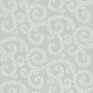 Leafy Scroll Dove 5005090 by Schumacher Designer Wallpaper