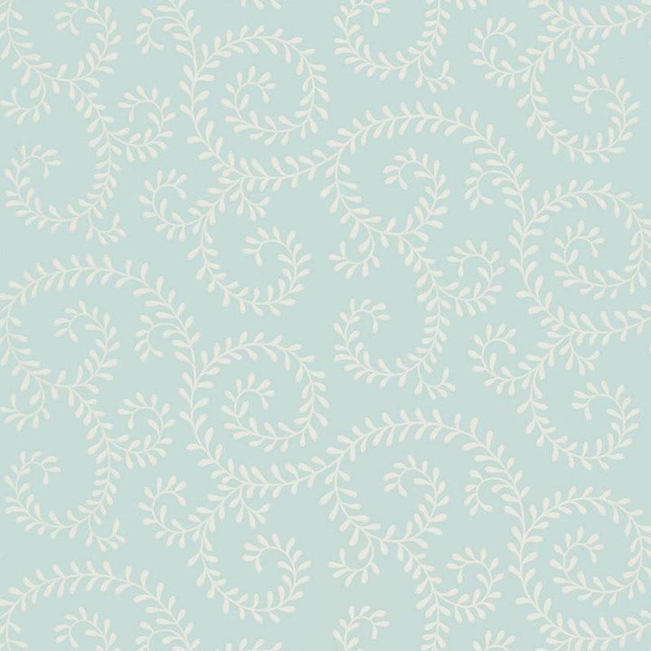 Leafy Scroll Sky 5005092 by Schumacher Designer Wallpaper Simply Charming 13.5" - Swanky Fabrics -