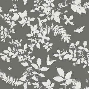 Shadow Vine Charcoal 5005103 by Schumacher Designer Wallpaper