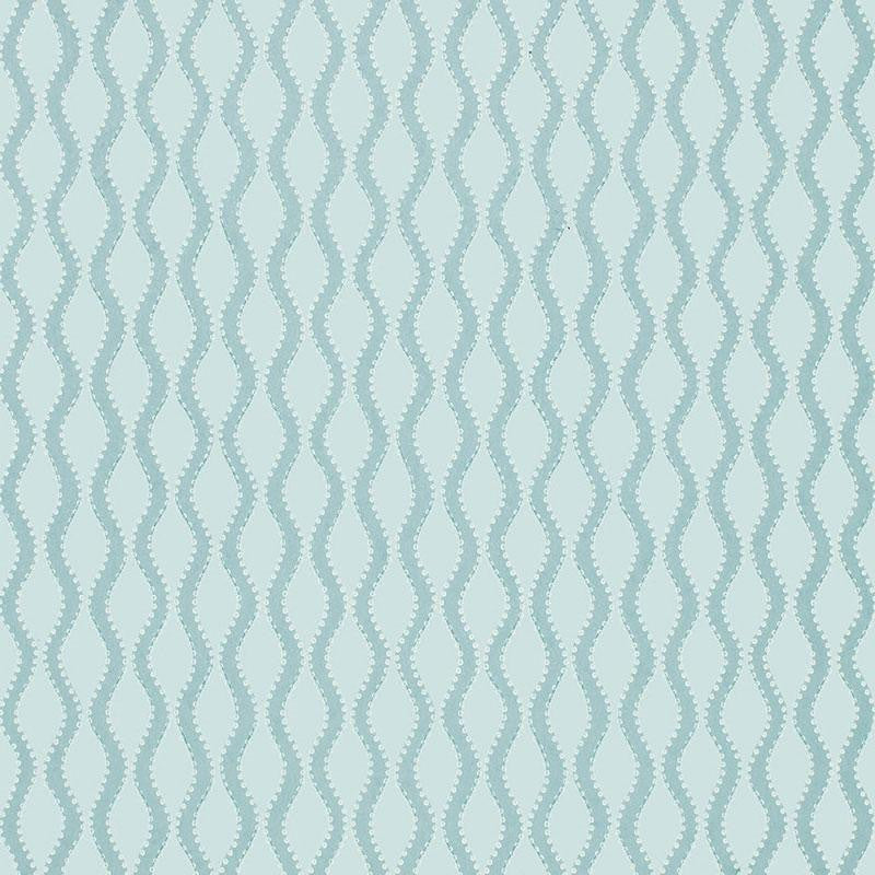 Ribbon Wave Aqua 5005162 by Schumacher Designer Wallpaper Simply Charming 2.0" - Swanky Fabrics -