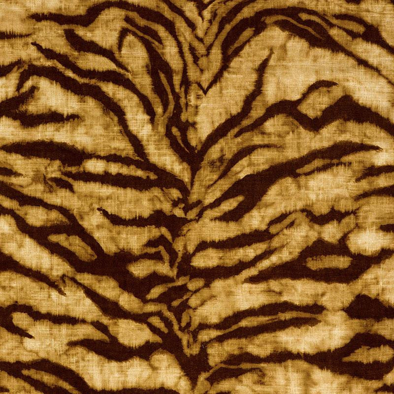 Tigre Linen Print Golden Brown 174160 by Schumacher Designer Fabric Animal Prints & Wovens 55.12" - Swanky Fabrics -