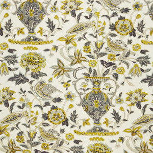 Camberwell Vase Print Citrine 174550 by Schumacher Designer Fabric