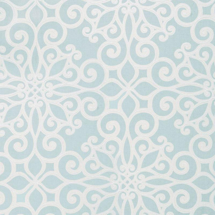 Rosegate Embroidered Print Aquamarine 174560 by Schumacher Designer Fabric Au Naturel 27.0" - Swanky Fabrics -