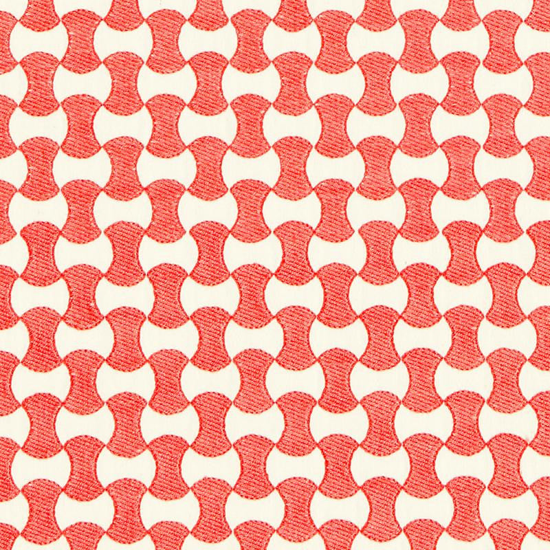 Nolita Embroidery Coral 67112 by Schumacher Designer Fabric Essentials: Small-Scale Upholstery - Swanky Fabrics -
