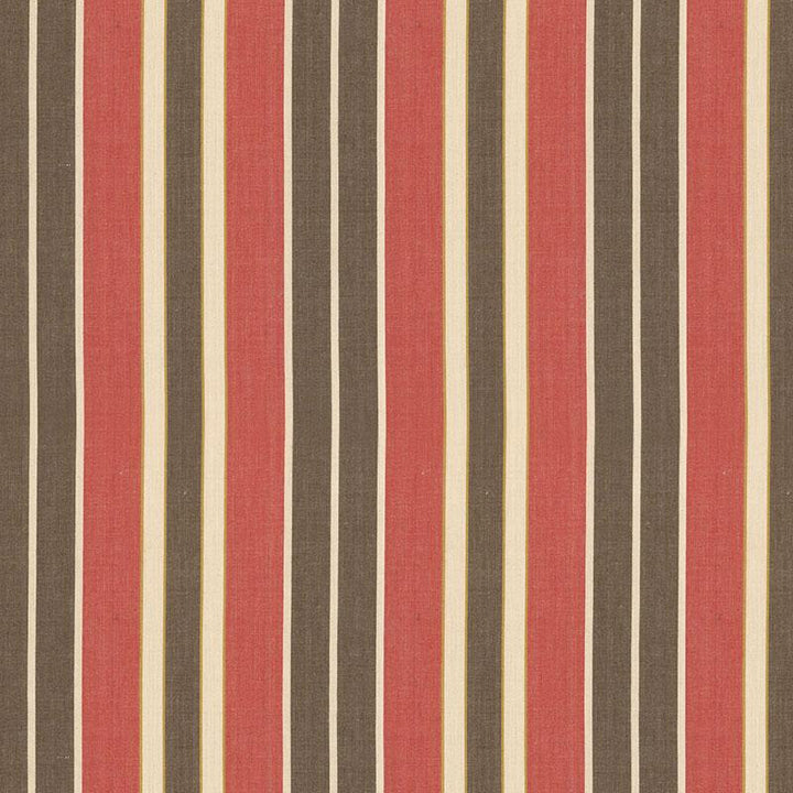 Beacon Cotton Stripe Red/Java/Beige 62994 by Schumacher Designer Fabric Country House Cottons 6.75" - Swanky Fabrics -