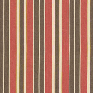 Beacon Cotton Stripe Red/Java/Beige 62994 by Schumacher Designer Fabric