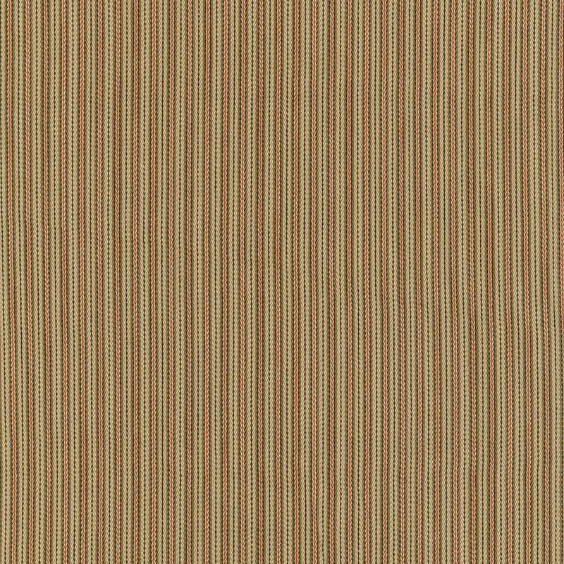 Baker Cotton Stripe Flax/Mocha/Red 63004 by Schumacher Designer Fabric Essentials: Classic Stripes - Swanky Fabrics -