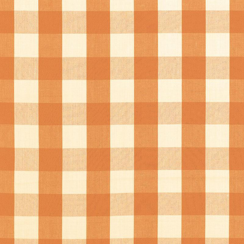 Camden Cotton Check Pumpkin 63033 by Schumacher Designer Fabric Revisits Of Popular Patterns 3.0" - Swanky Fabrics -
