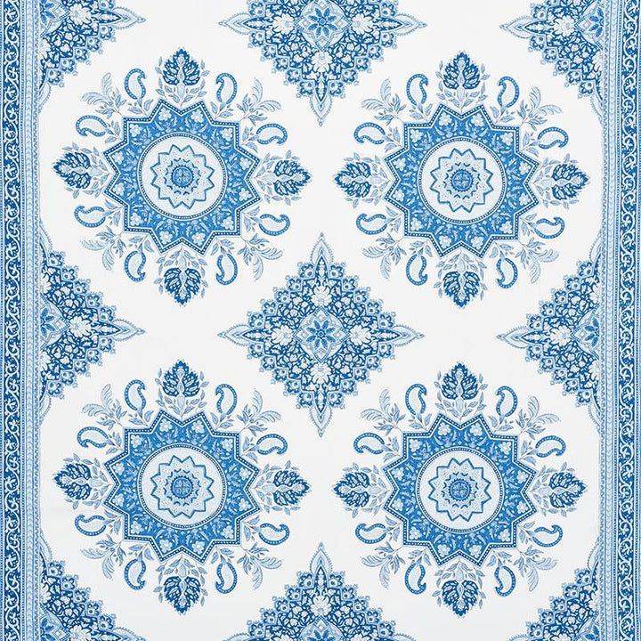Montecito Medallion Indigo 176481 by Schumacher Designer Fabric Mark D. Sikes 54.0" - Swanky Fabrics -