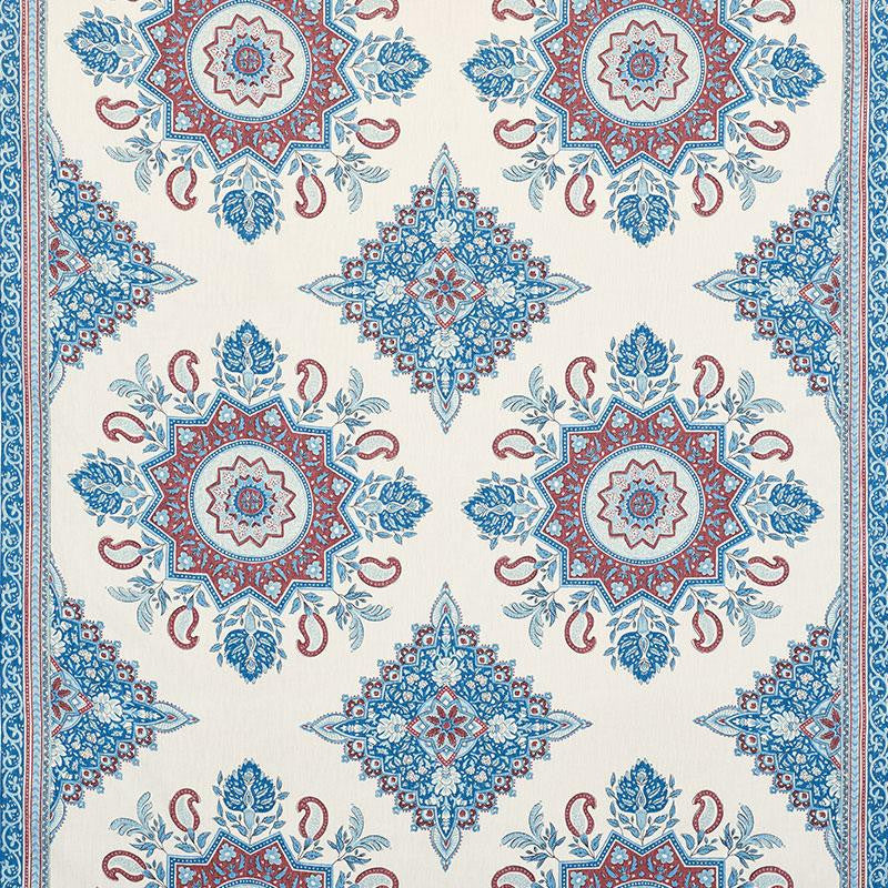 Montecito Medallion Red 176482 by Schumacher Designer Fabric Mark D. Sikes 54.0" - Swanky Fabrics -