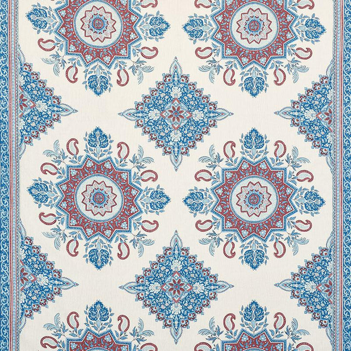 Montecito Medallion Red 176482 by Schumacher Designer Fabric Mark D. Sikes 54.0" - Swanky Fabrics -