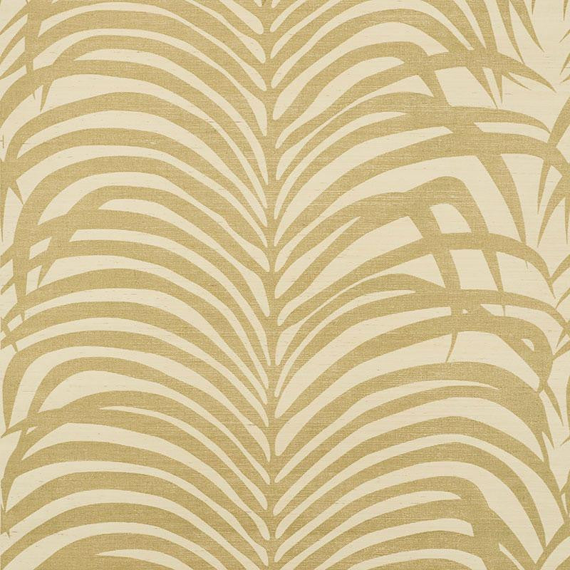 Zebra Palm Sisal Gold On Ivory 5008220 by Schumacher Designer Wallpaper Shangri-La 33.5" - Swanky Fabrics -