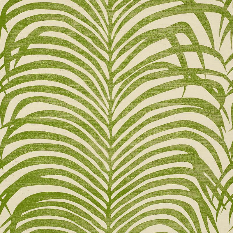 Zebra Palm Sisal Green 5008221 by Schumacher Designer Wallpaper Shangri-La 33.5" - Swanky Fabrics -