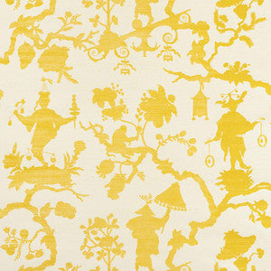 Shantung Silhouette Sisal Yellow 5008250 by Schumacher Designer Wallpaper