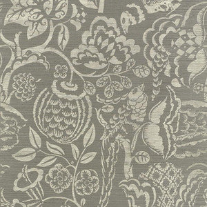 Uccello Sisal Grey 5008263 by Schumacher Designer Wallpaper