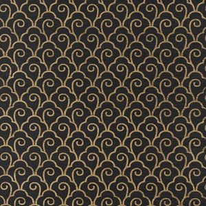 Scallop Filigree Sisal Gold On Jet 5008301 by Schumacher Designer Wallpaper