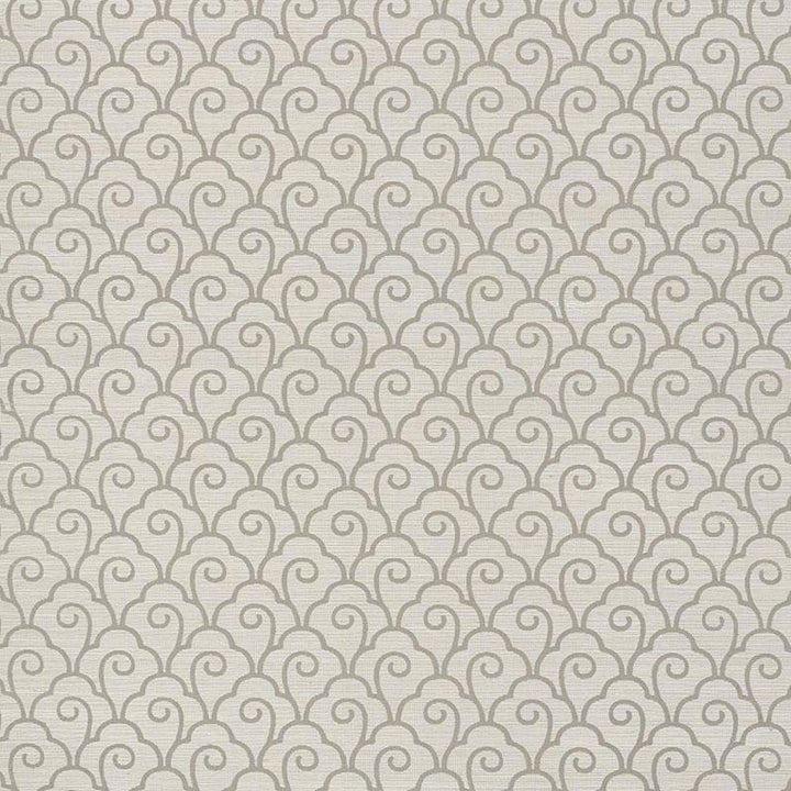 Scallop Filigree Sisal Fog 5008303 by Schumacher Designer Wallpaper Shangri-La 3.75" - Swanky Fabrics -